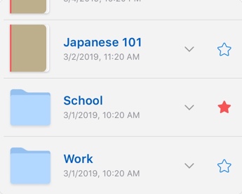 folders and notebooks in list view